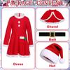 Joyesplay Christmas Cosplay Kids Santa Dress Santa Claus Christmas Outfit for Santa School Stage Commemorative Gift 4-Piece Set, Costume, Girls,