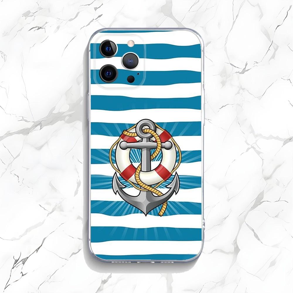Anchor Compass Nautical Sailor Phone Case For iPhone 16,15,14,13,12,11 Plus,Pro,Max,XR,XS,X,7,8 Plus,SE,Mini Transparent Shell