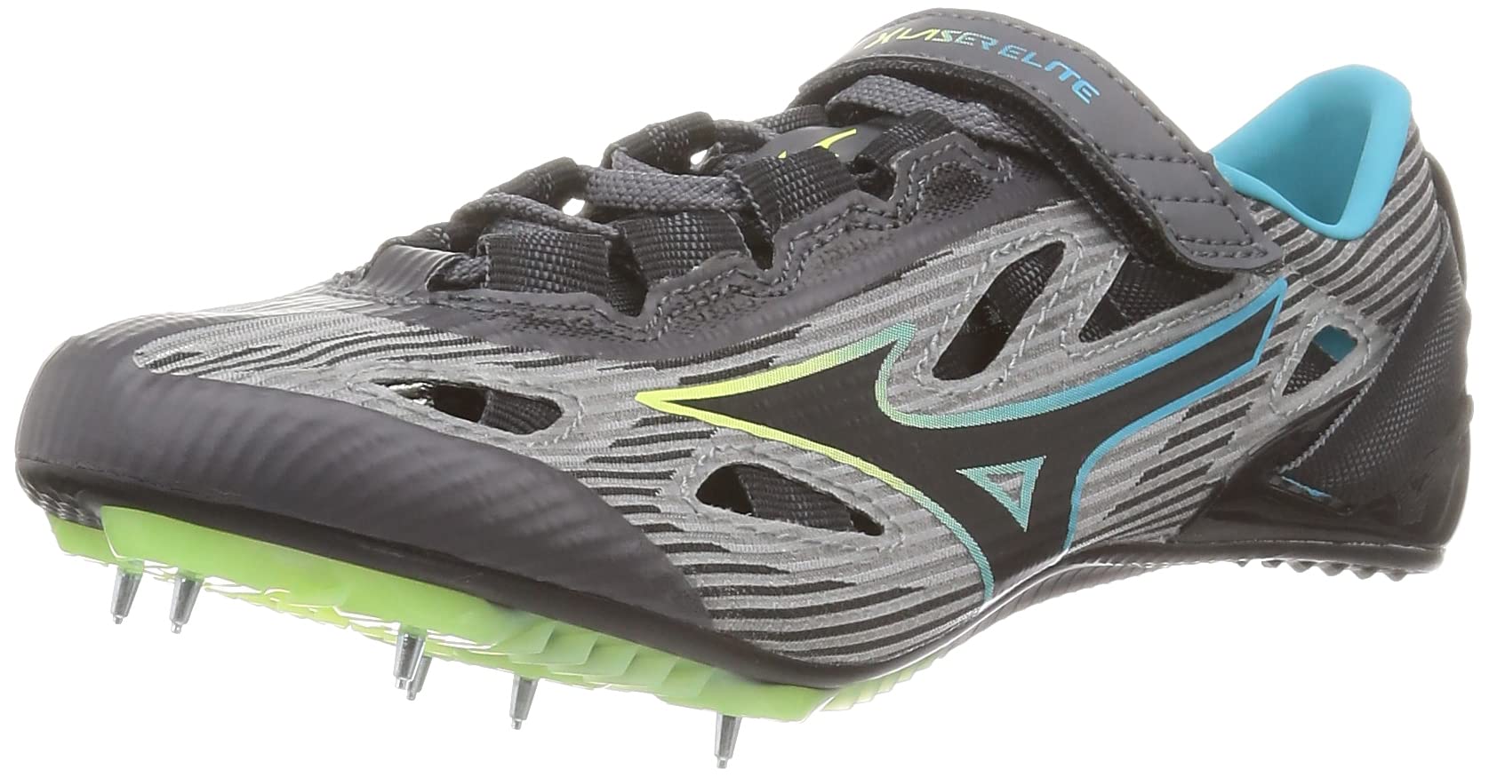 

Mizuno ELITE 2 Track and Field Short Track and Field Track Less Than 2E X-LASER Shoes, Club, Lightweight, Distance, Spikes, 800m, Gray/Blue/Lime, 26.0