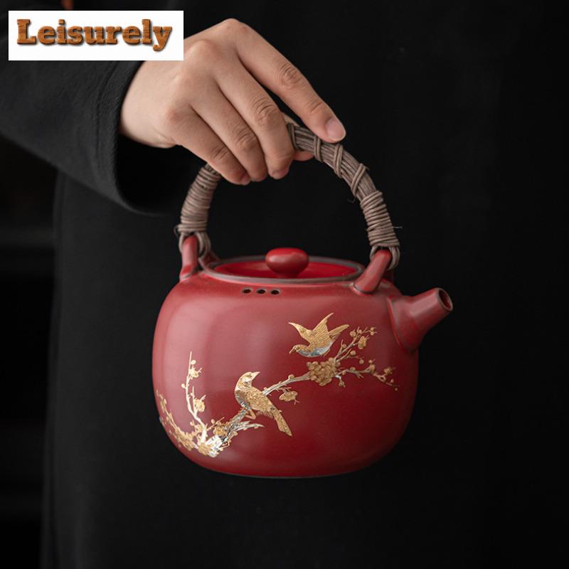 Hawthorn Red Coarse Ceramic Charcoal Stove Tea Making Coal Ball Inner Liner Small Stove Set Lifting Beam Pot Infusions Kettle