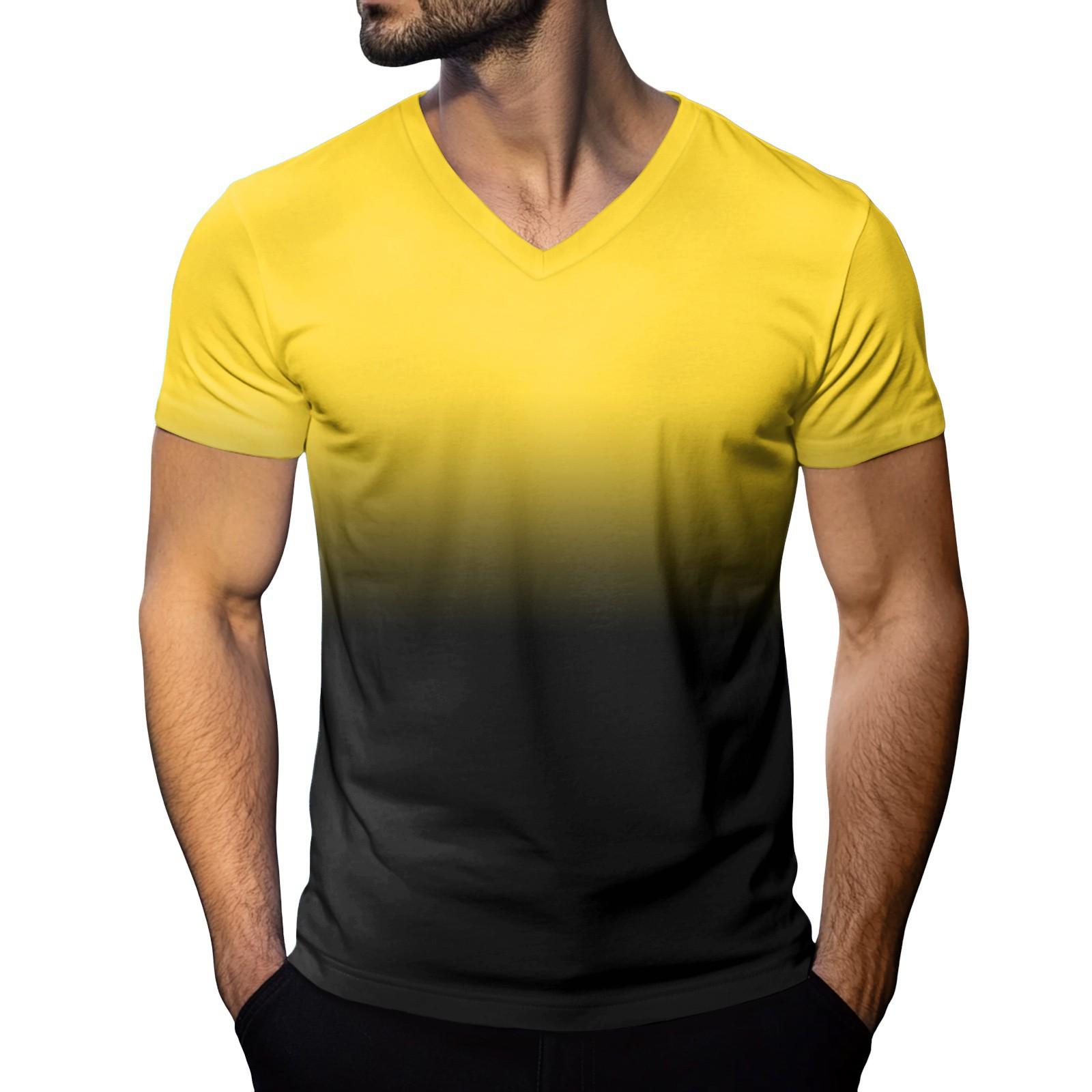 

Мужская модная футболка с коротким рукавом и V-образным вырезом XL жёлтый