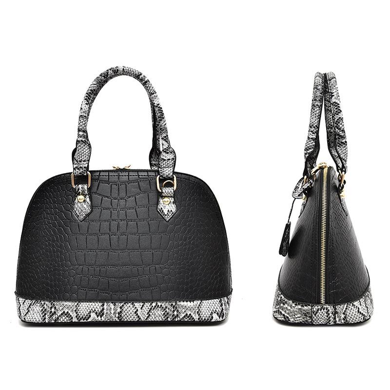 New crocodile pattern handbag fashion lock shell bag splicing crocodile pattern oblique span shoulder bag snake pattern wallet female