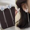 Mori Gradual Change Blue Butterfly Fringed Earrings Women, the New Simple Face Thin Long Earrings