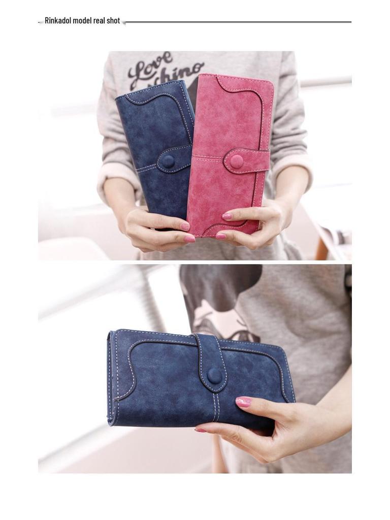 Retro Mattes Weiches Leder Patchwork Damen Geldbörse - Einfarbig Multifunktionale Clutch