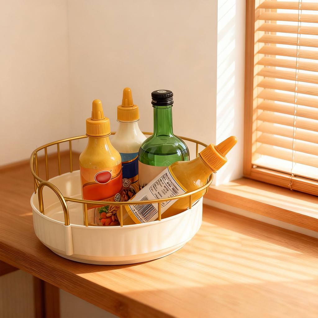 1/2/3 Tiers 360° Rotation Spice Rack Kitchen Storage Organzier Multi-functional Countertop Seasoning Jar Storage Rack
