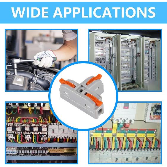 50PCS Lever Wire Connectors, T Shape Out Quick Wire Connectors, Electrical Lever Nuts Wire Connectors Push-in Conductor Terminal Block AWG 28-12