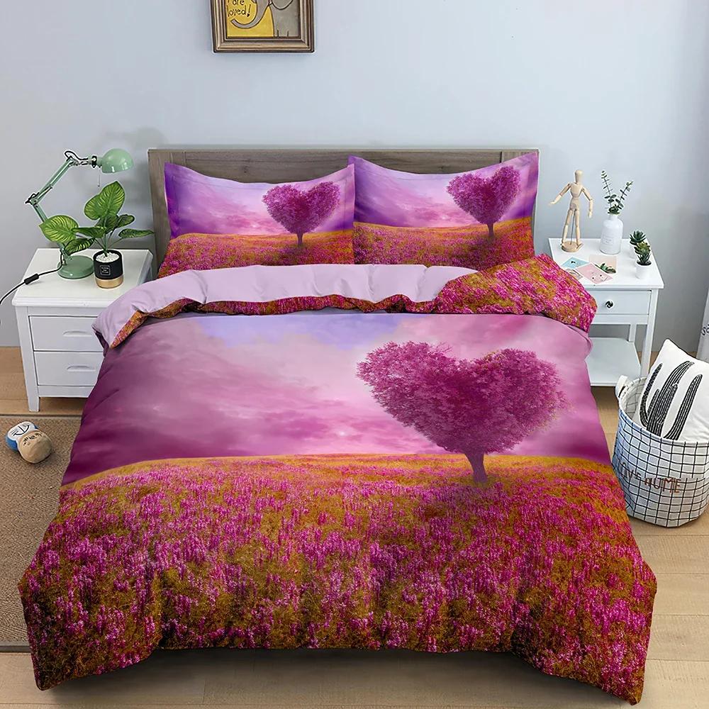 

Heart-shaped Tree Romantic Style Comfortable Duvet Quilt Cover Pillowcase Bedding Set Children Bedroom Decoration Home Textile 70x133cm 2pcs