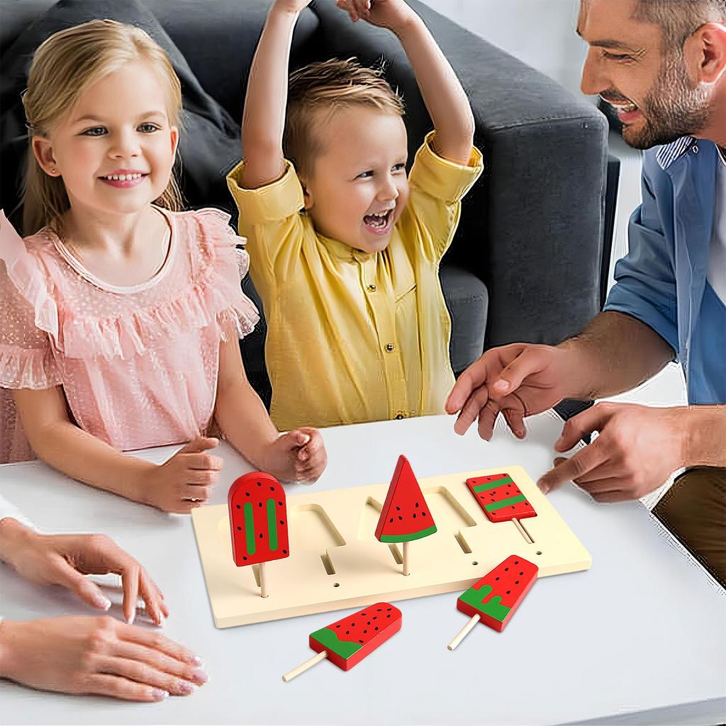 Wooden Toy Imitation Watermelon Popsicle Set 5 Pieces Of Puzzle Summer Limited Ornaments