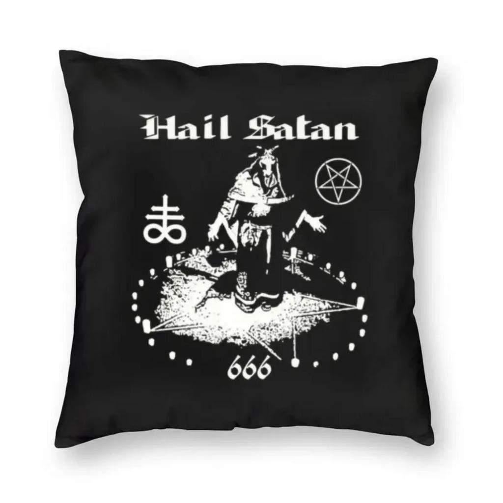 Devil Baphomet Damask Hail Satan Cushion Cover Satanic Leviathan Cross Throw Pillow Case for Sofa Pillowcase Home Decor  40x40cm