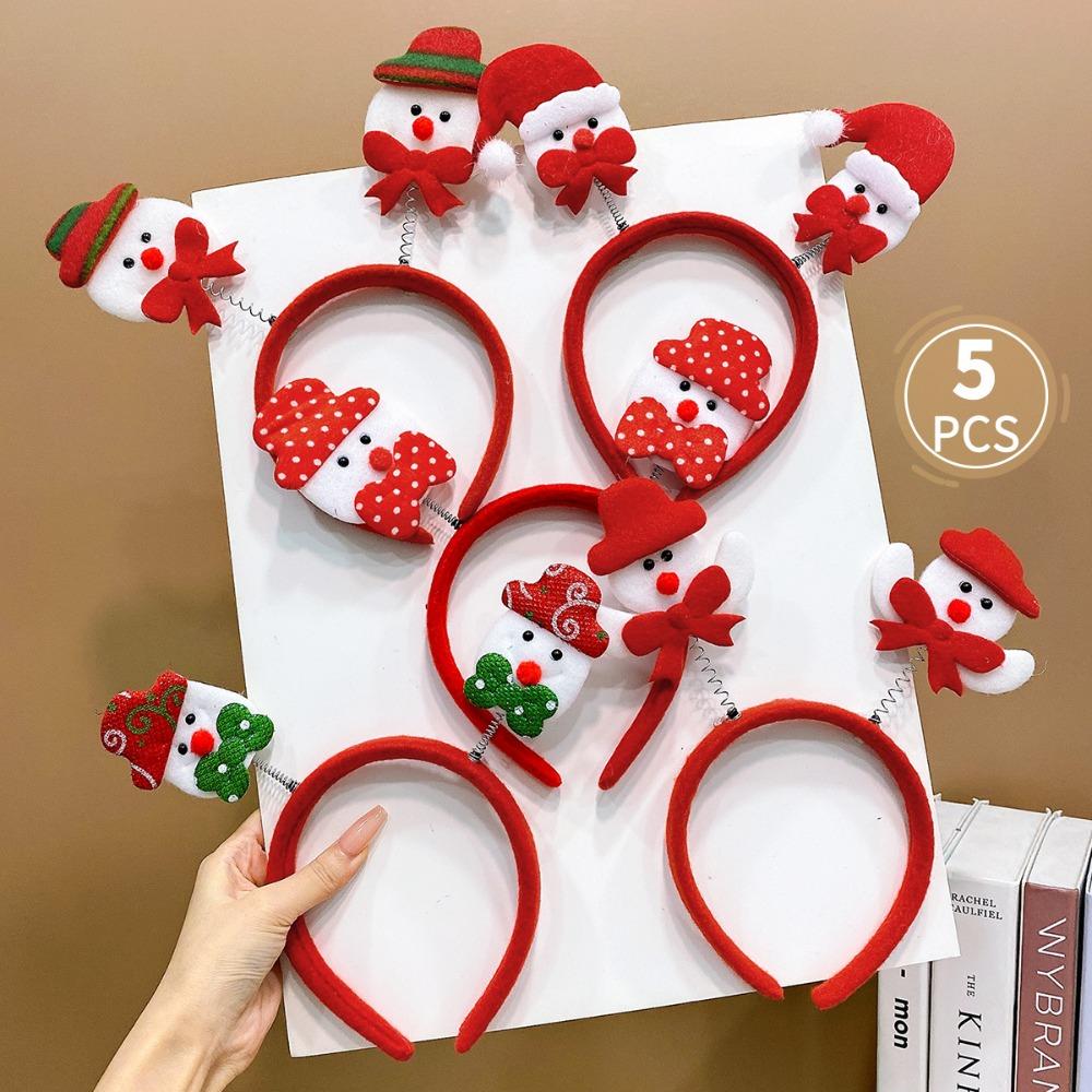 5PCS Santa's Hat Christmas Hair Hoop Snowman New Year Hairband Cute 2025 Headband  Prom Props