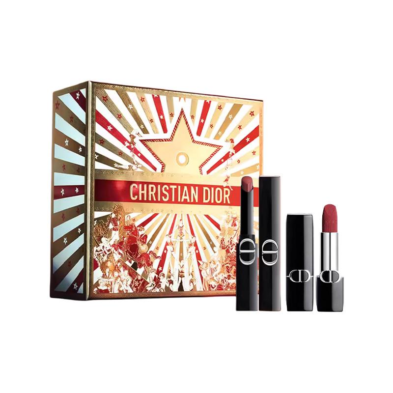

DIOR Lipstick Two-piece set: #390 Amber Black Tea Lacquer Lipstick 2.2g + #720 Sandalwood Nude Velvet Lipstick 3.5g синий