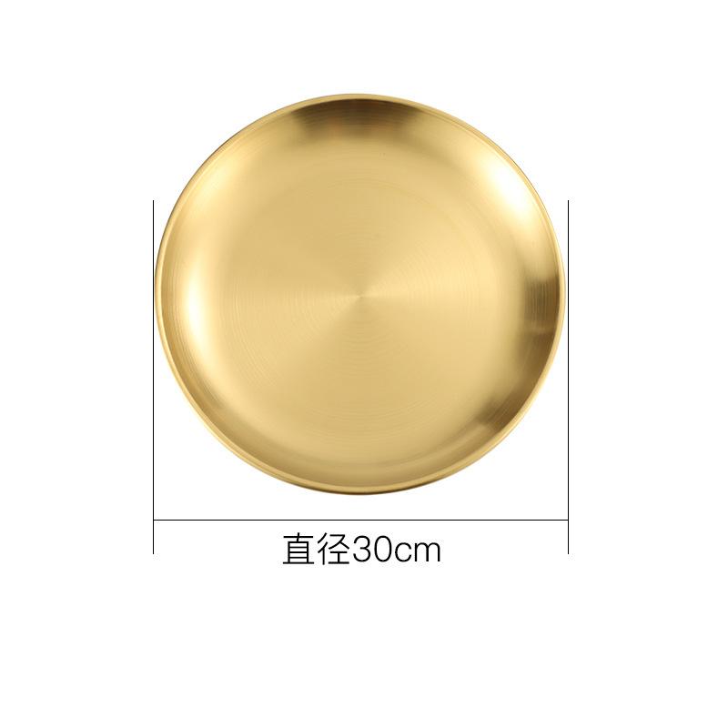 Stainless Steel Round  Food Storage Tray Korean Style Steak BBQ Buffet Plates Durable Thicken Shallow Dishes Kitchen Tools