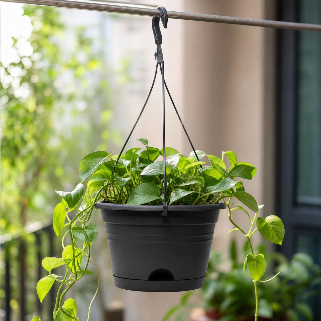 Pot de planteur suspendu en plastique avec crochet pour balcon et jardinage à la maison Pot à fleurs durable et léger adapté à une utilisation intérieure et extérieure