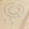 European & American Full Diamond Bridal Jewelry Set: Necklace, Earrings, Bracelet - Luxury Light Claw Chain Banquet Dress Accessories