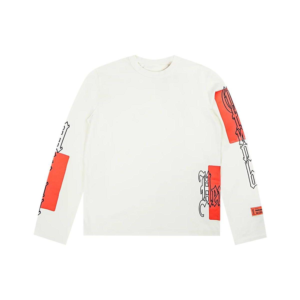 

Футболка Heron Preston Gothic Color Block с длинным рукавом, белая/оранжевая, мужские топы HMAB026F22JER0020122