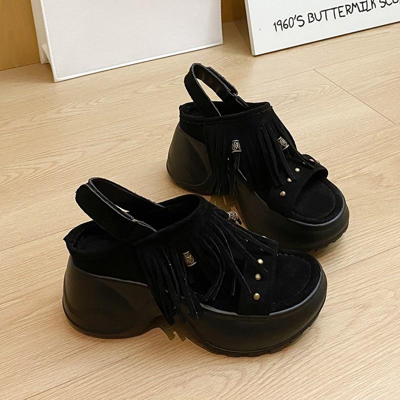 Fashion Platform Retro Rivet Sandals Women's 2025 Summer New Casual Wind Versatile Heightening Sandals