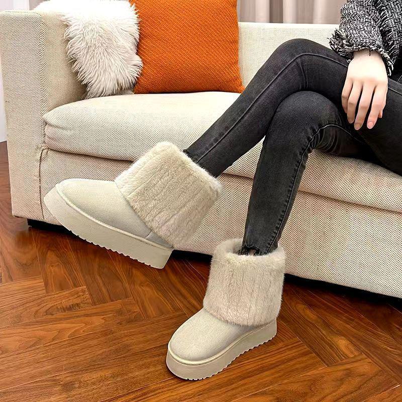 

Женские зимние сноубутсы на толстой подошве с флисовой подкладкой - Теплые, Нескользящие, Увеличивающие рост 40