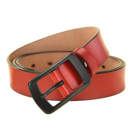 Women's Hong Kong & American Style Genuine Leather Belt with Needle Buckle - High-End Top Layer Cowhide for Work Pants