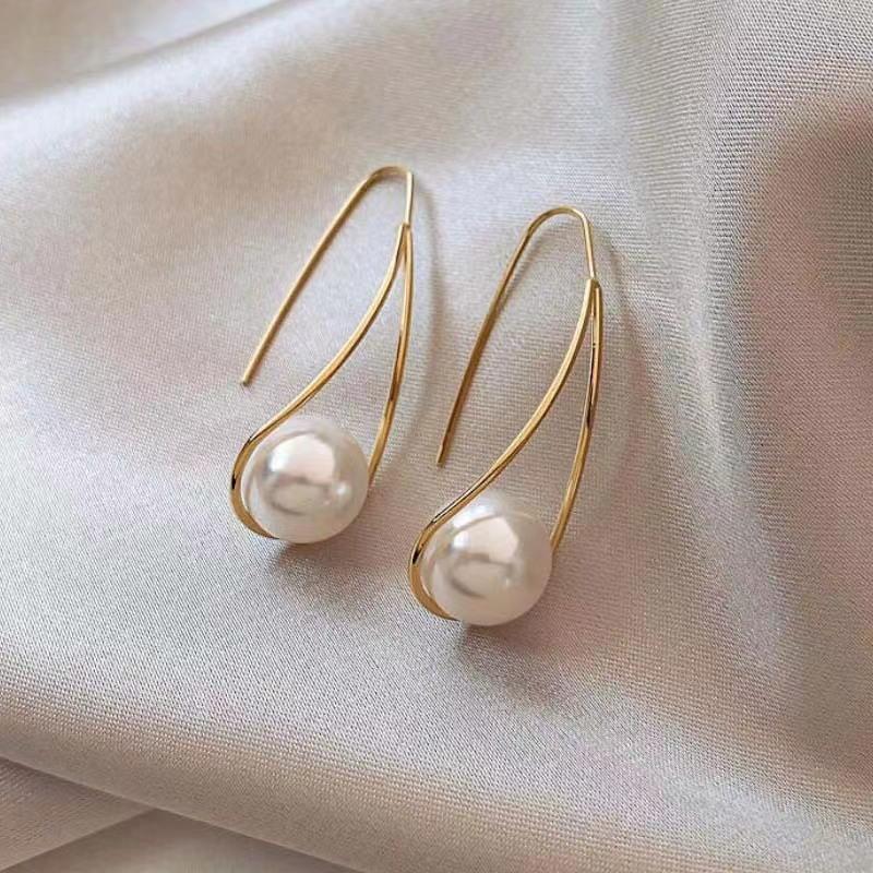 

Simple Metal Pearl Earrings - Vintage and Elegant, Small and Unique Design Earrings for Women