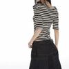 Women Striped U Neck Half Sleeve Slim Fit T Shirt