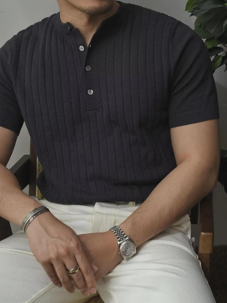 Polo cu mânecă scurtă pentru bărbați, la modă 2023, culoare uni