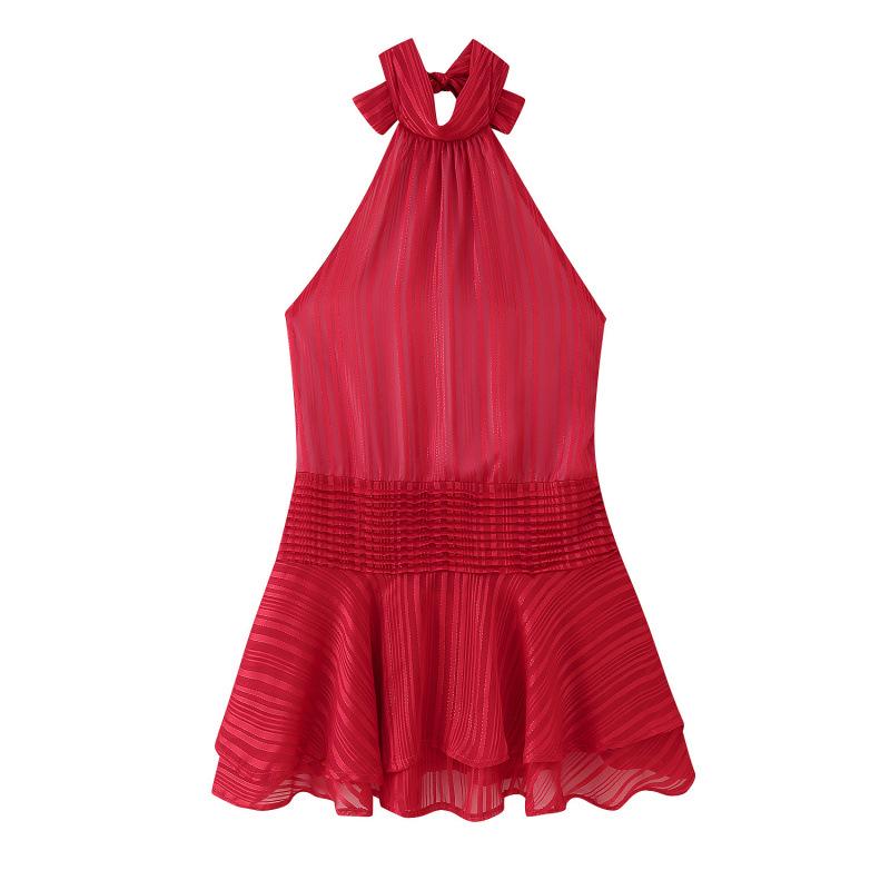 Halter Neck Satin Dress - European & American Women's Fashion