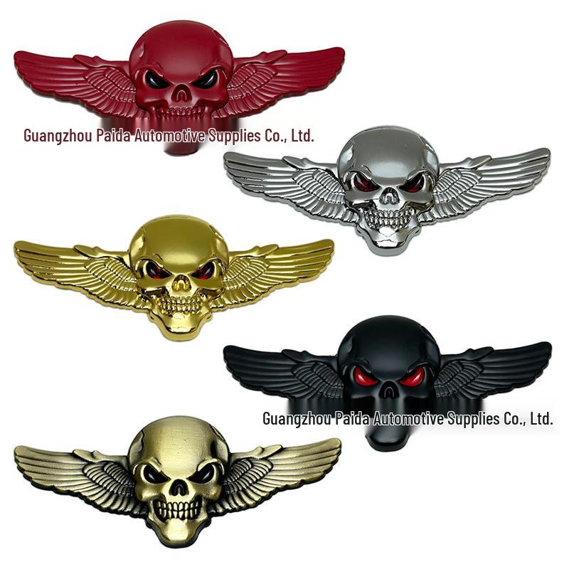 Oni Head Wings Skull Car Tail & Side Decal - Angel Wings Body Sticker