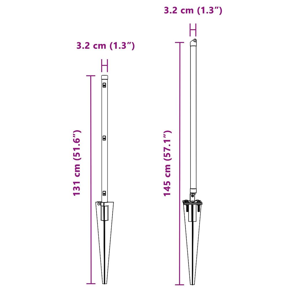 Fence Posts with Drive In Sleeve 26 Pcs Silver