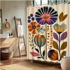 1pc Mid-Century Modern Abstract Floral Shower Curtain - High Quality Polyester Fabric, Fade-Resistant, Machine Washable with 1