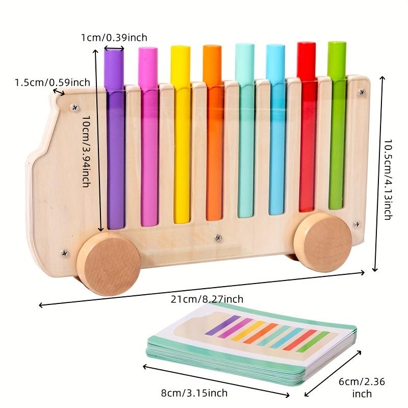 Educational Wooden Toy,Color Sorting Activity Bus Explore Colors and Logical Sorting,Each Color Brick corresponds to a color slot,