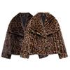 Retro-Stil Großer Reverskragen Nerzfelljacke Damen Leopardenmuster Großer Reverskragen Kunstpelzmantel Freizeit < Unk >