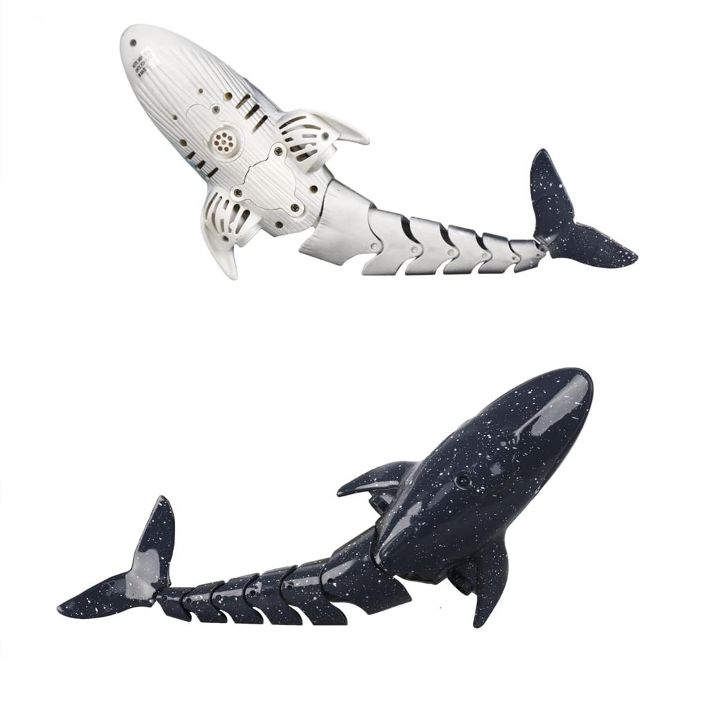 Fernbedienung Walhai Roboter Hai Schnellboot, Neue Version, Wasserdicht, 2,4 GHz Drahtlose Steuerung, Geschenk für Kinder (Schwarz)