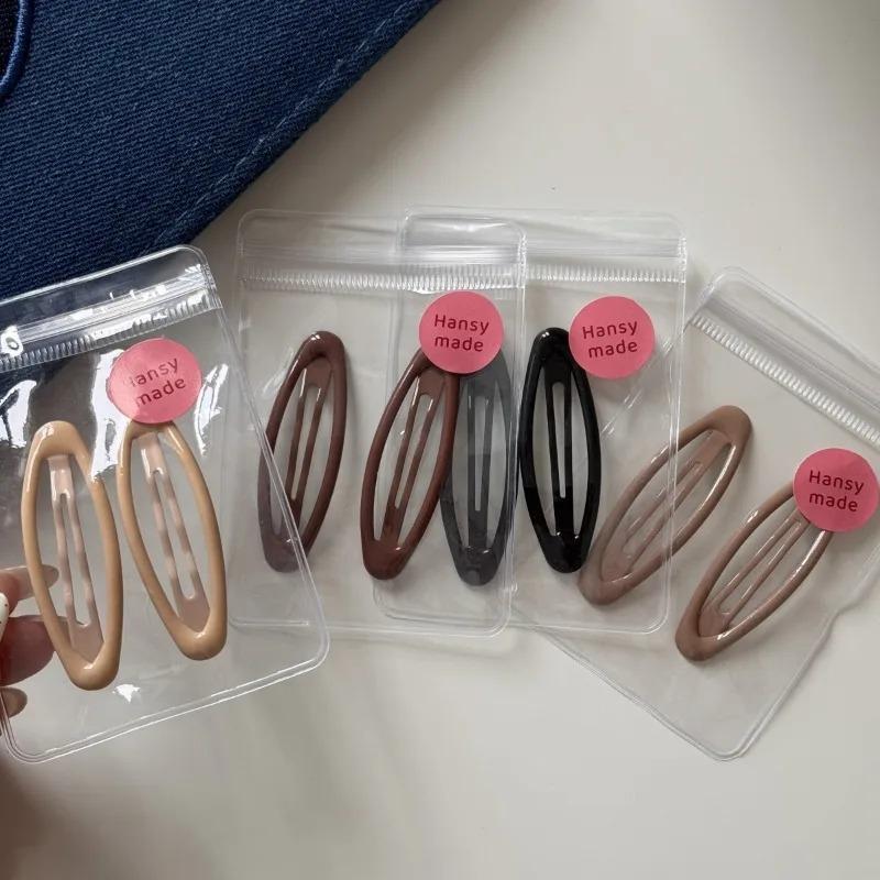2 Pcs Fashion Hair Clips for Women Leopard Print Dripping Oil Water Drop BB Clip Bangs Clip New Cute Girl Oval Hairpin Edge Clip