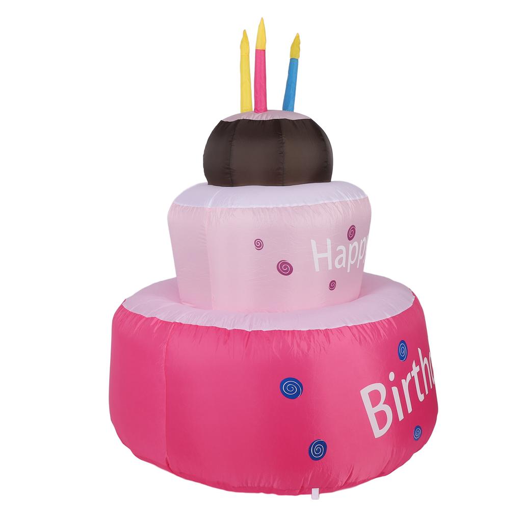 Inflatable Happy Birthday Cake with Candle IP44 Waterproof Birthday Blow Up Yard Decoration with