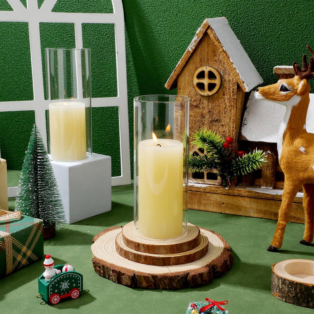 4Pcs Simple Chic Cylindrical Glass Cup Covers High Borosilicate Material Windproof Flame Diffuser for Decor LED