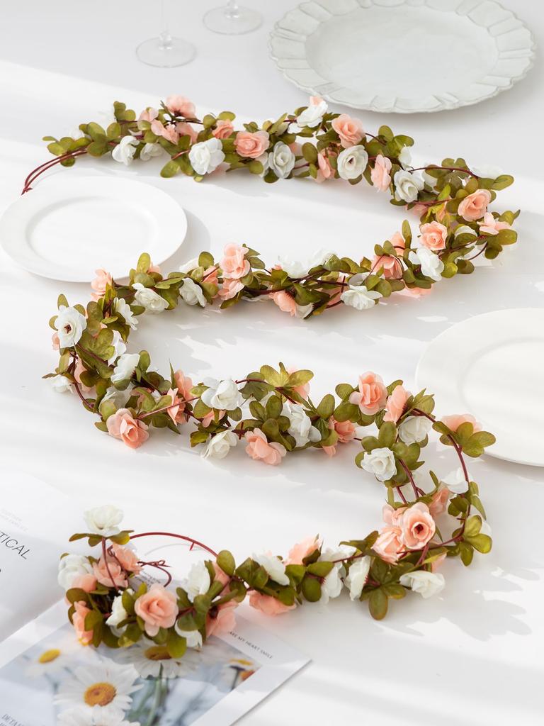 Silk Roses Artificial Flowers Garland For Wedding Season Home Room Decoration Spring Autumn Garden Arch DIY Gift Fake Plant Vine