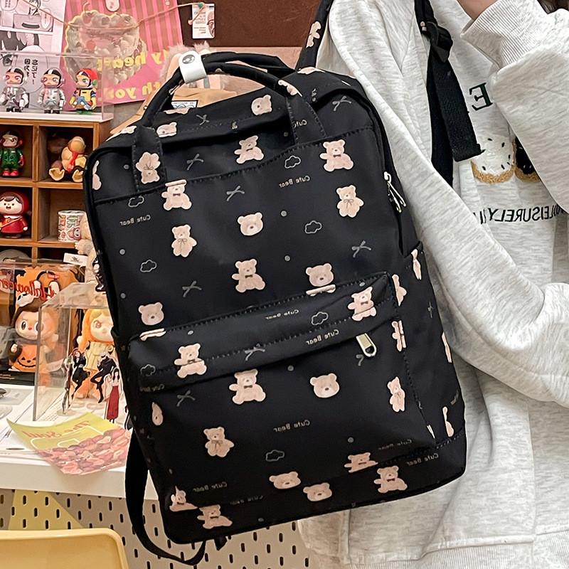 Bow Simple Butterfly And Cartoon Bear Pattern Student Backpack Teens For