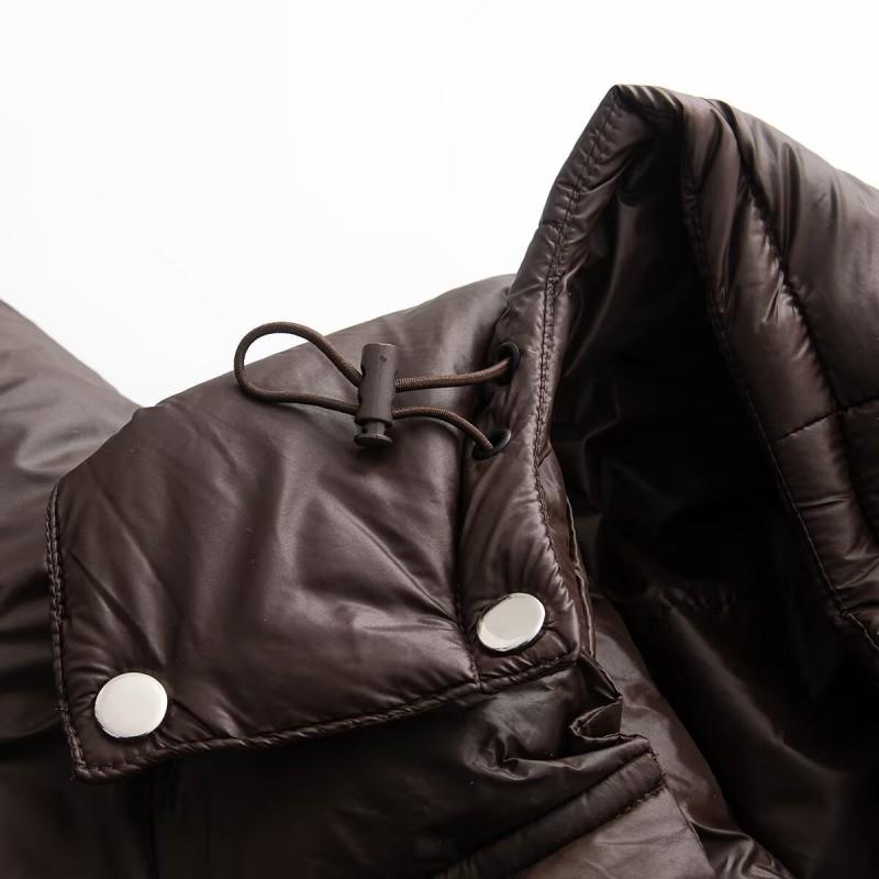 Womens Warm Winter Hooded Puffer Coat Casual Slim Fit Cotton-Padded Jacket Coffee Color