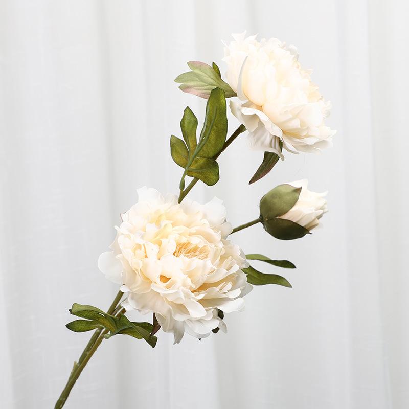 3 First Autumn Peach Peony Simulation Flower Wedding Home Living Room Decoration Fake Flower Simulation Plant Wall Flower Wall