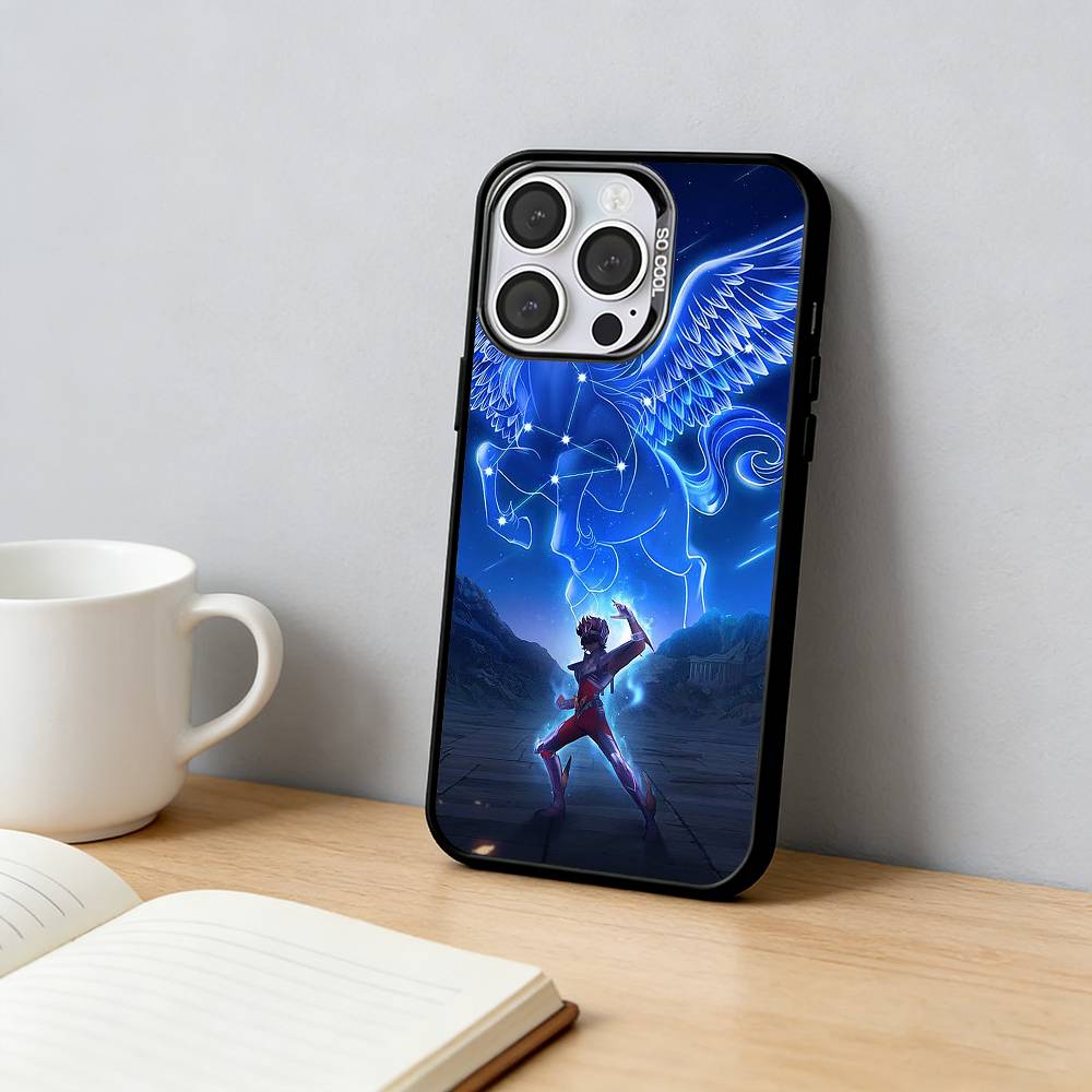 Saint Seiya Phone Case For iPhone 17,16,15,14,13,12,11 Plus,Pro Max,XS,Colored Silver Plated Inside Cover