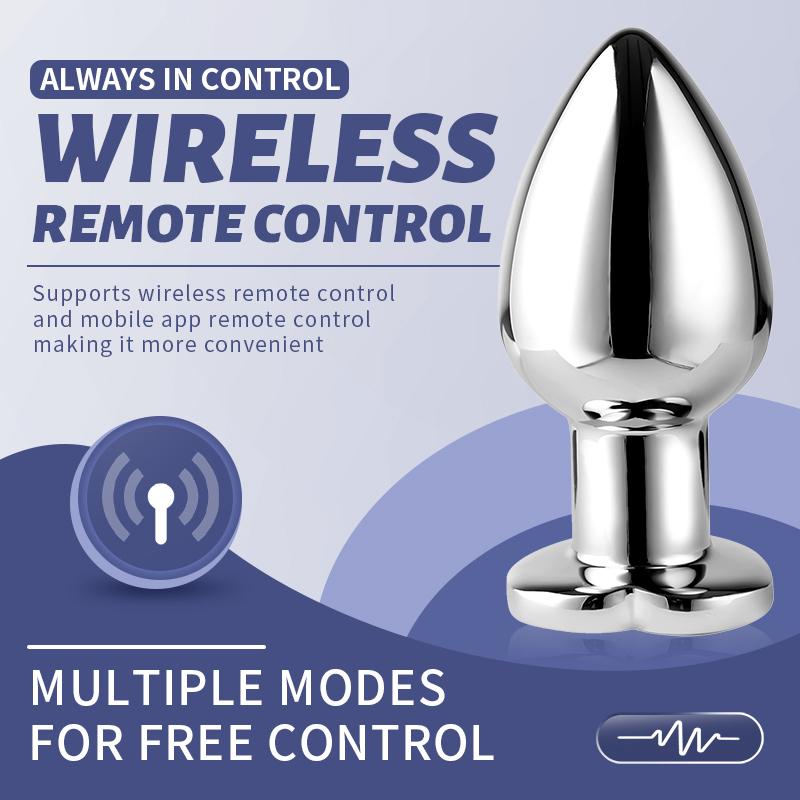 Vibrating Remote Heart-Shaped App Control Man and Woman Metal Anal Plug Adult Luminous Electric Anal Dildo Couple Intimate Toys