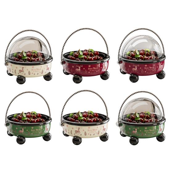 Ovocný talíř s víkem Vestavěná rukojeť Snadno čistitelný Ochranný kryt Sušené ovoce Ořechy Svačiny Předkrmy Podnos Prachotěsná nádoba na svačiny