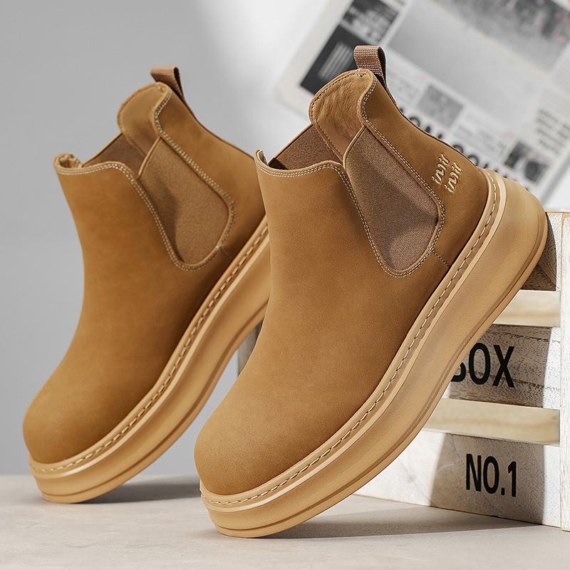 Winter/Autumn Chelsea Boots British Style Women Shoes Genuine Leather Shoes for Women Retro Carved Boots Round Toe Ankle Boots