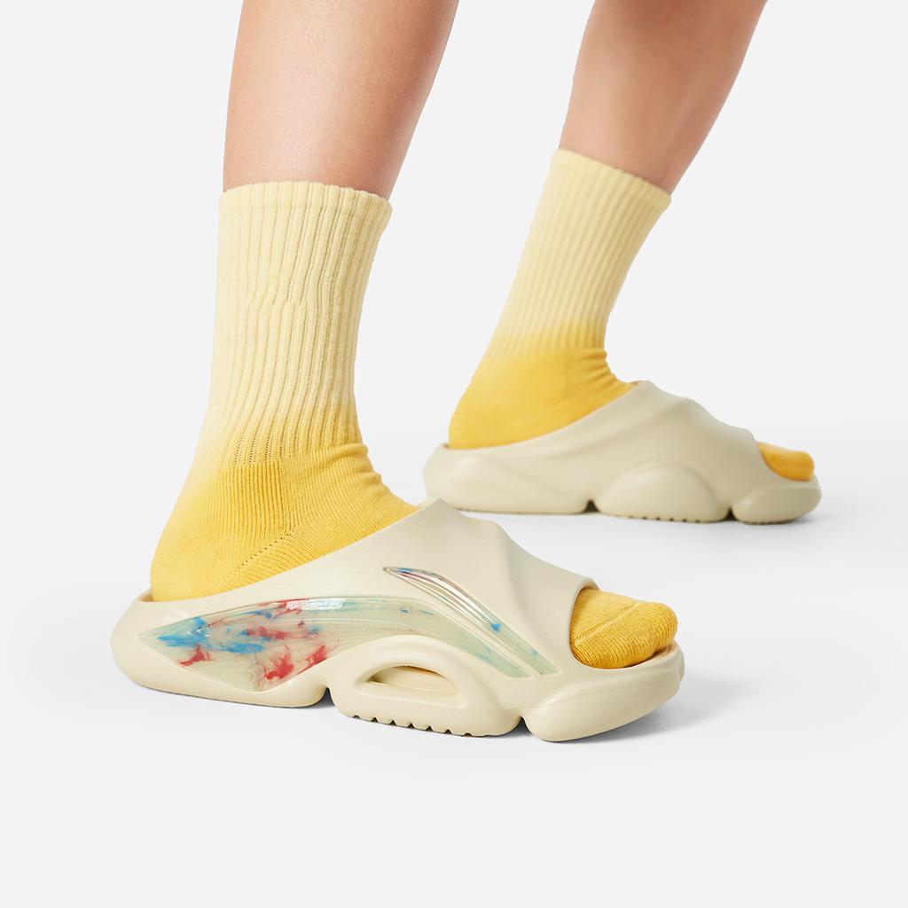 Li Ning Badfive Slide Og Vielseitige Lässige Atmungsaktive Leichte Rutschfeste Pantoletten Herrenschuhe Gelb ABTV007-3