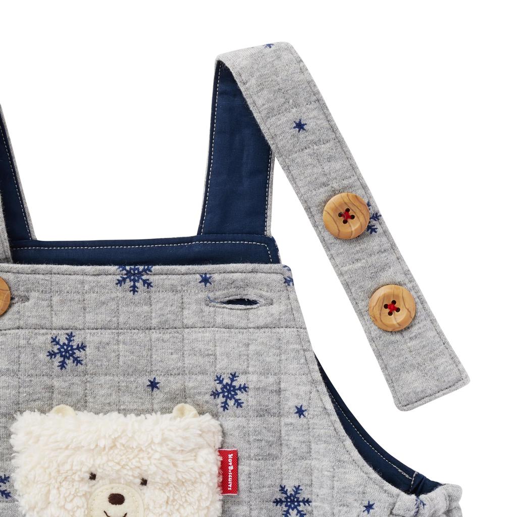 MIKI HOUSE HOT BISCUITS Overalls Gift Set for Boys and Girls, Baby Clothes, Baby Gift, Gray, 80cm, Box Included, 74-9911-689