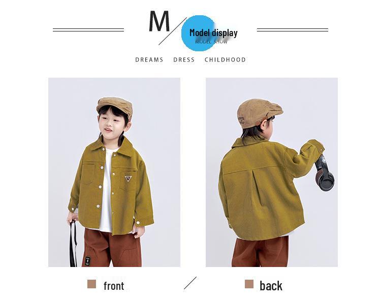 Baumwoll-Cardigan-Hemd für Jungen, Frühling/Herbst 2025 Mode für große Kinder, einfarbige Reversjacke.