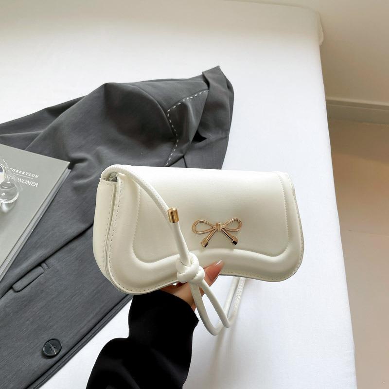 Sweet Bow Shoulder Bag Spring and Summer New Trendy Fashion Solid Color Design Casual Portable Small Square Bag