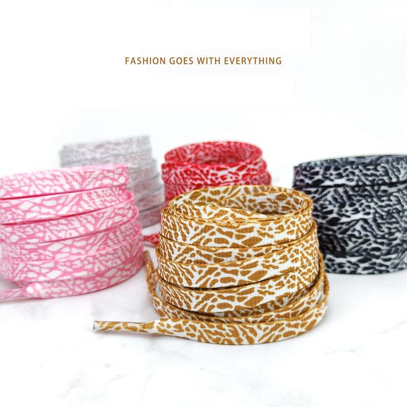 1 pereche șireturi cu textură crăpată, plate, pentru adidași AF1/AJ, șireturi de modă cu imprimeu leopard, 120/140/160CM, șnururi pentru pantofi