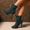 2025 Stivali da Donna Corti con Tacco Alto Scarpe per Donne Autunno Imitazione Scamosciata Stivaletti Neri Stivali con Tacco da Donna Femminili