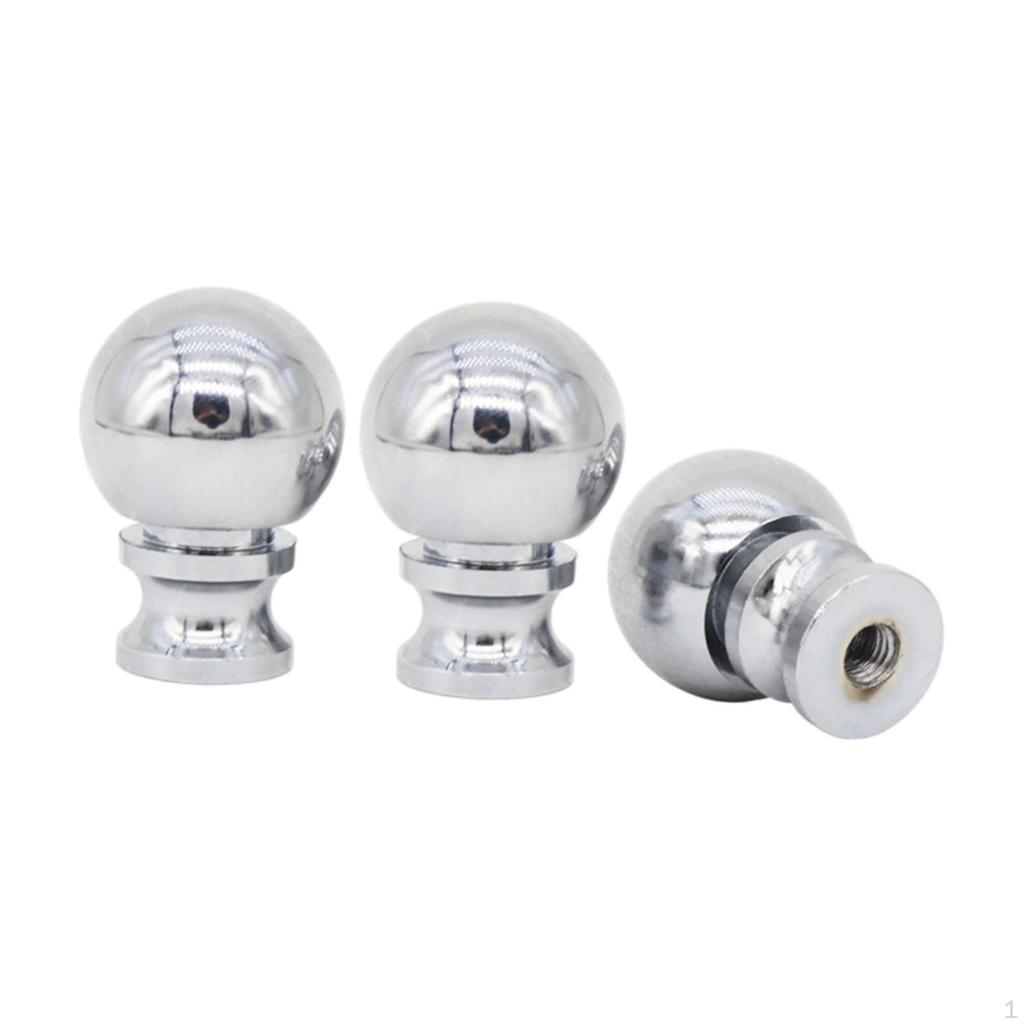 3 Lamp Finials with Thread, Replacement Metal Knob, Spherical Knob for DIY, Lampshade Nut,